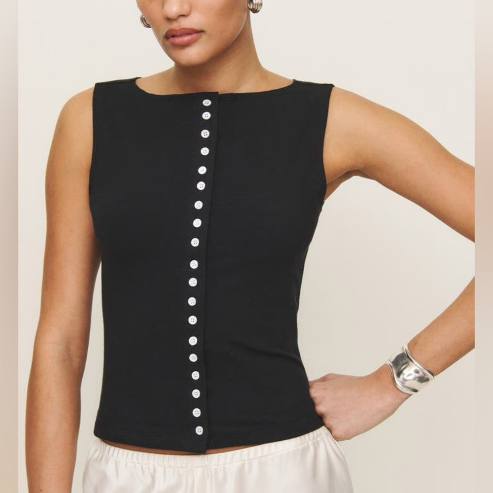 Reformation Julie Knit Tank Top Black XS